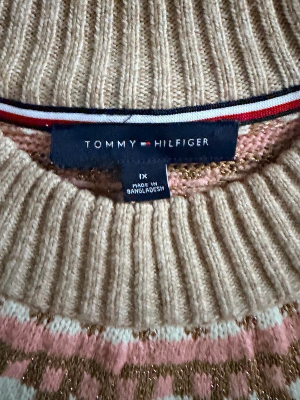 Tommy Hilfiger Women's Crewneck Fair Isle Sweater - Cream, Pink & Light Blue - Picture 3 of 5